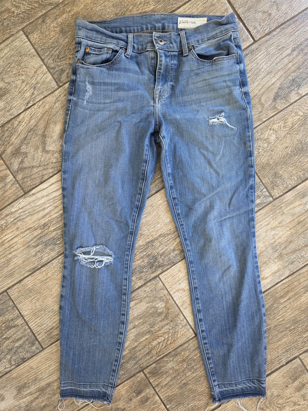 Pistola Women's Blue Distressed Skinny Jeans Sz 26